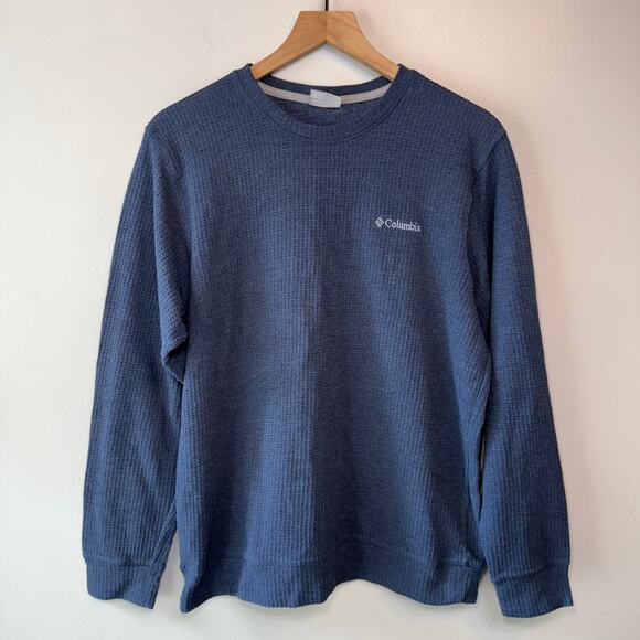 Columbia Men's Waffle Weave Long Sleeve Shirt Navy Blue Size Medium - Picture 1 of 5